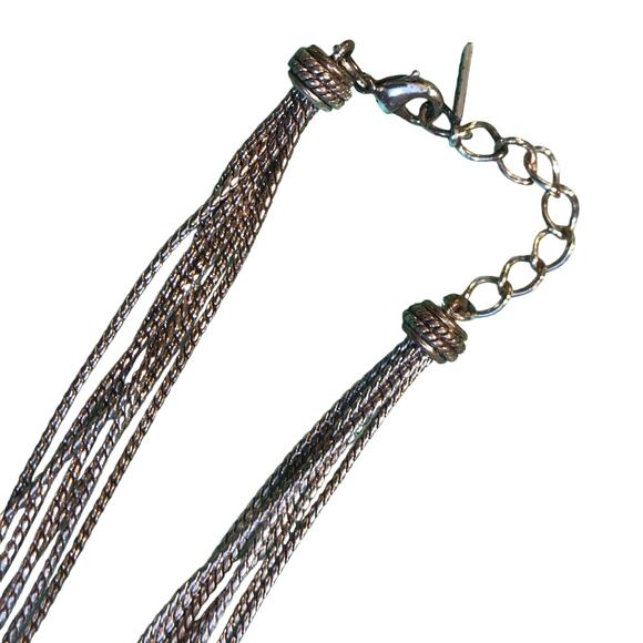 Napier Multi Strand Choker Necklace Sliding Pendant Silver-Tone - Picture 8 of 9